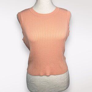 Hyfve Ribbed Sleeveless Cropped Knit Tank Top Light Pink Size Large